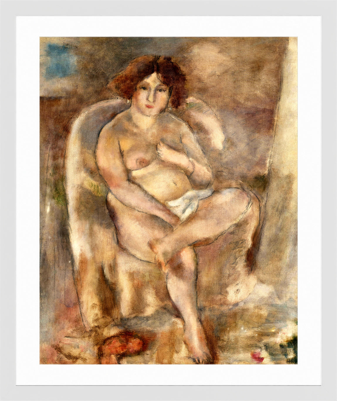 Jules Pascin Print, Femme assise dans un fauteuil (1926) in a white frame