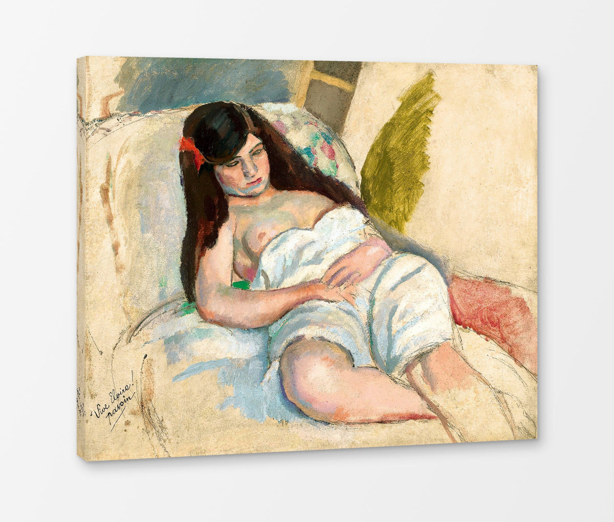 Jules Pascin Print, Femme Étendue as a ready-to-hang canvas panel