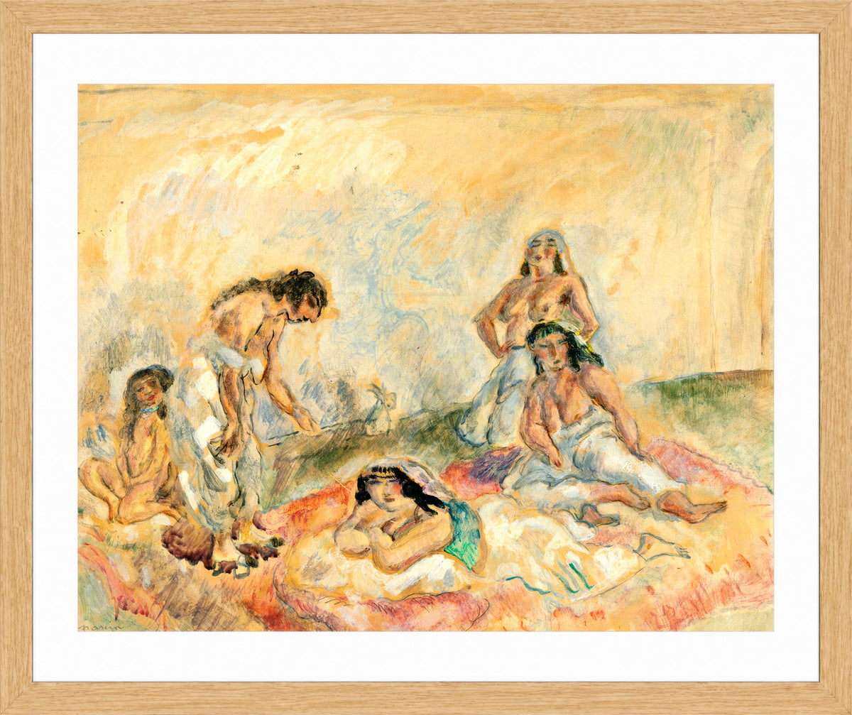 Jules Pascin Print, Femmes au salon (1908) in an oak frame