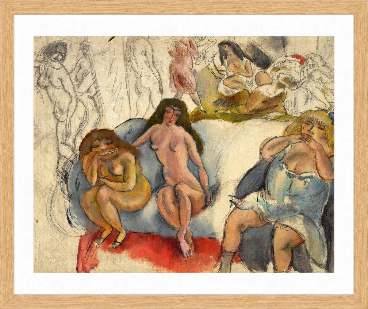 Jules Pascin Print, Femmes Galantes (circa 1911) in an oak frame