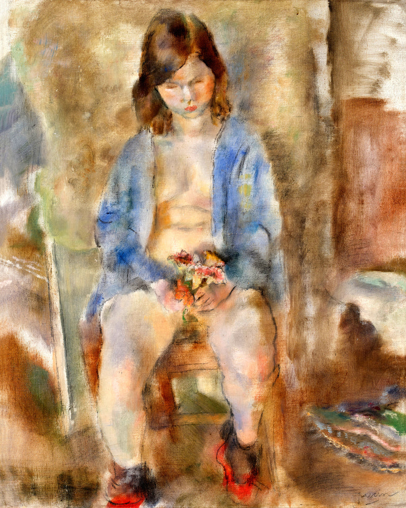 Jules Pascin Print, Flora aux fleurs (1928) as an unframed print