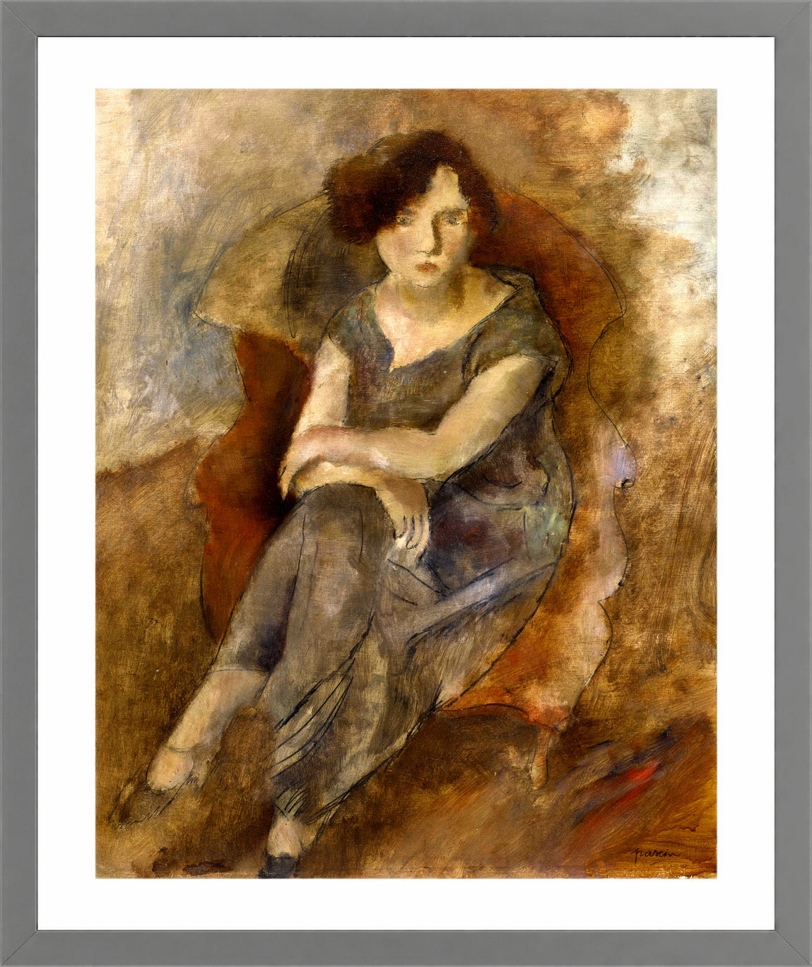Jules Pascin Print, Gaby (1926-27) in a light grey frame