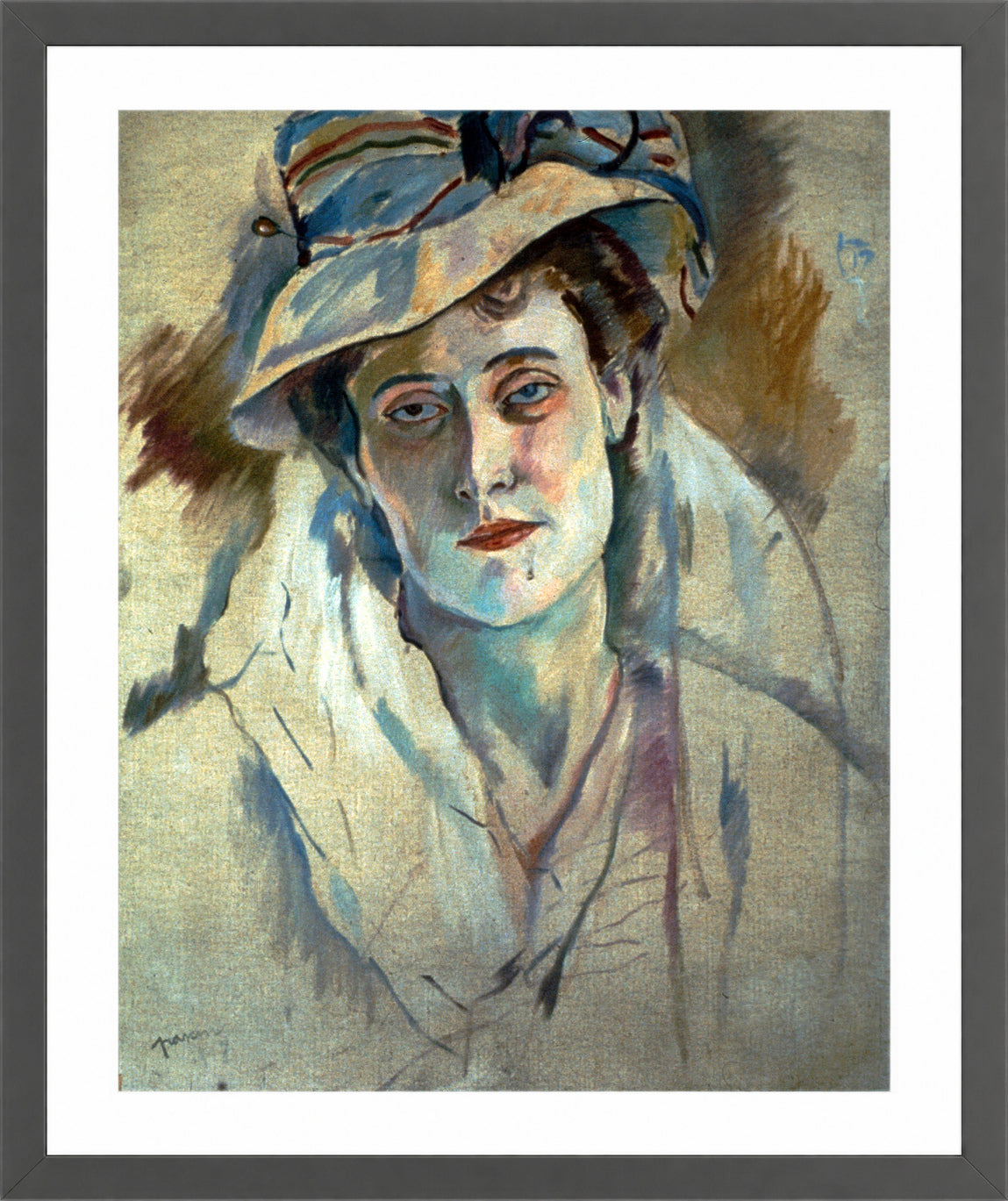 Jules Pascin Print, Hermine David (1907) in a dark grey frame