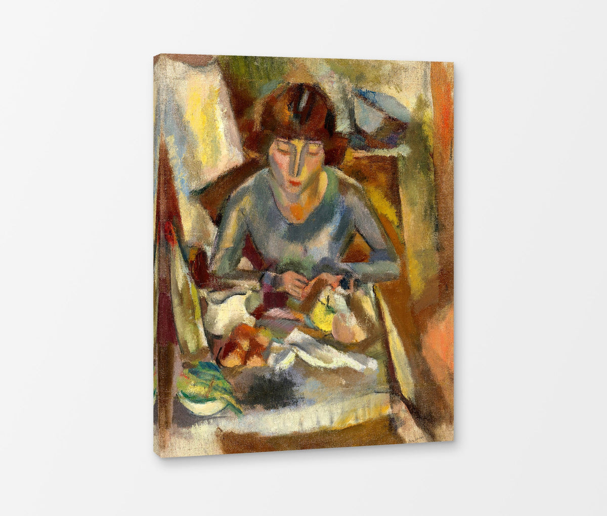 Jules Pascin Print, Hermine David Devant La Table (1918) as a ready-to-hang canvas panel