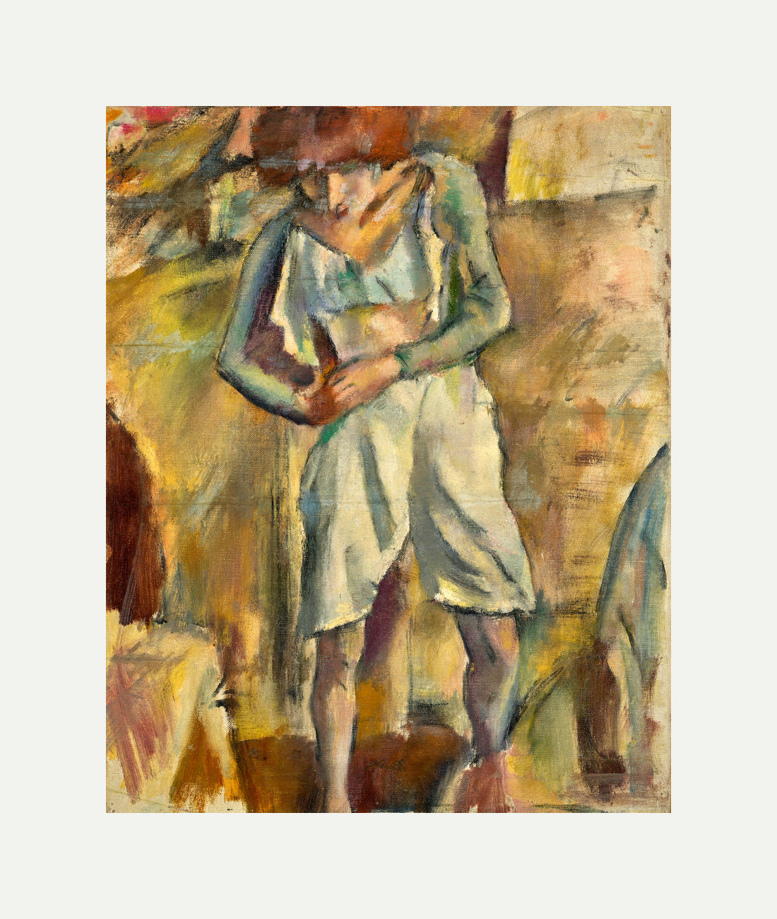 Jules Pascin Print, Hermine David s’habillant (1915) with an off-white border for rolled canvas