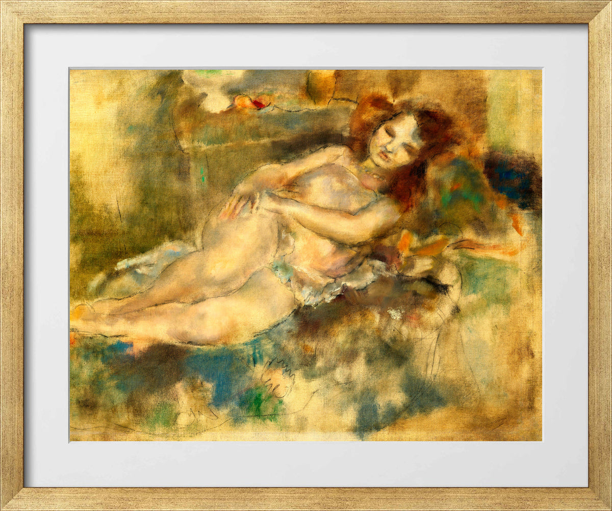 Jules Pascin Print, La Danseuse assoupie (1929) in a gold frame