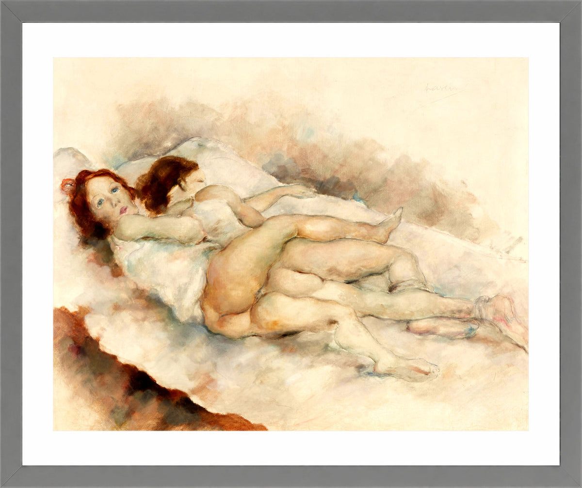 Jules Pascin Print, La Sieste (1927) in a light grey frame