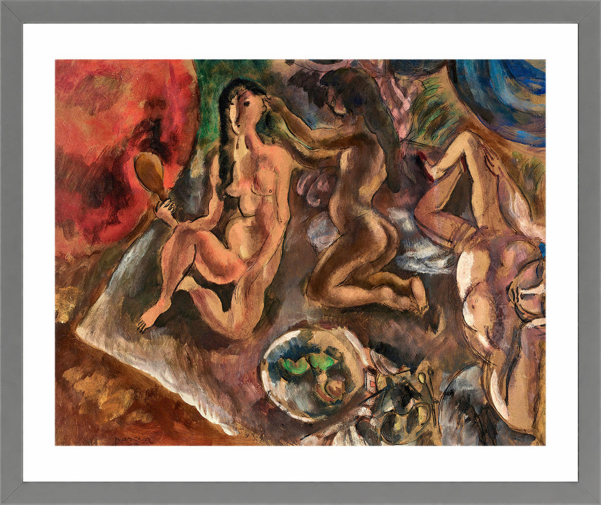 Jules Pascin Print, La toilette aux tropiques (1917) in a light grey frame