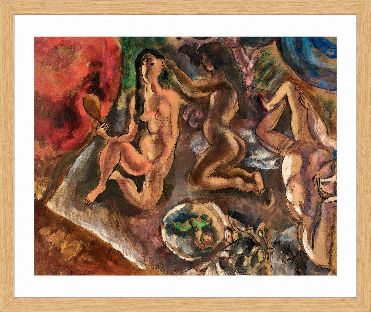 Jules Pascin Print, La toilette aux tropiques (1917) in an oak frame