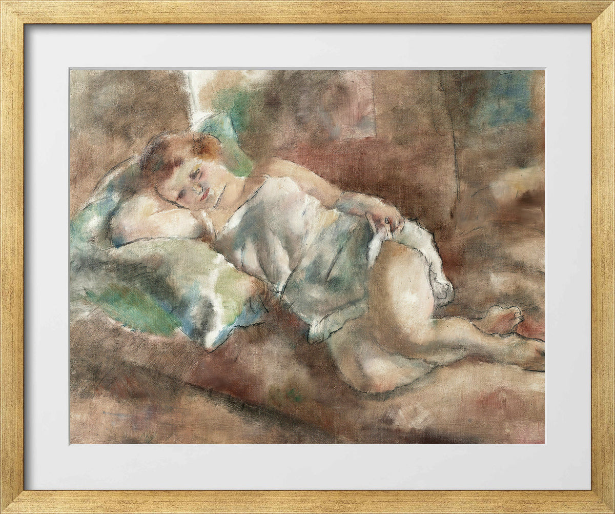 Jules Pascin Print, Le repos du modèle (1928) in a gold frame