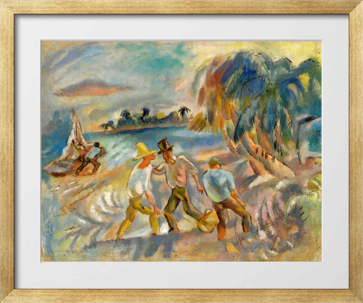 Jules Pascin Print, Les brigands in a gold frame