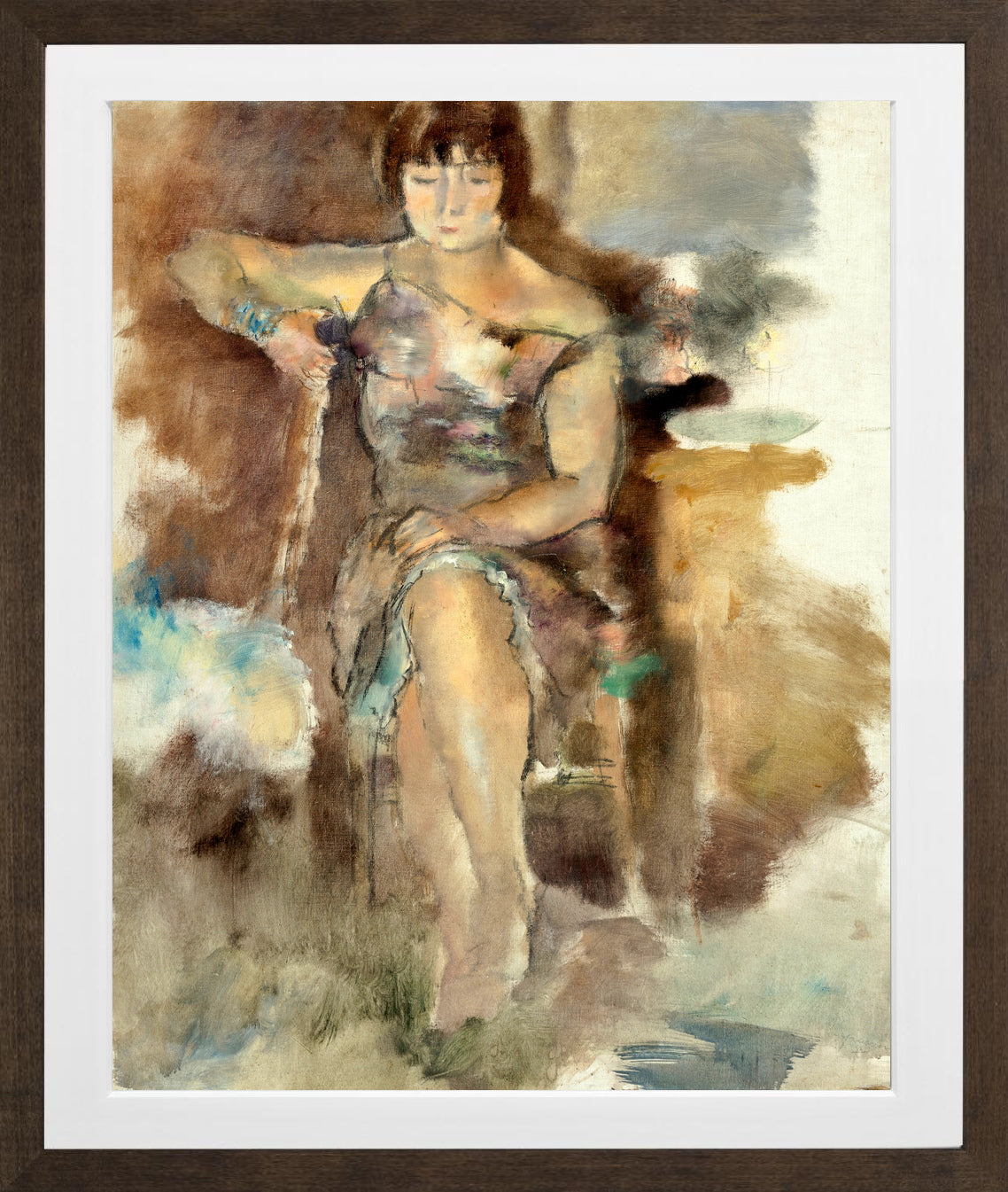 Jules Pascin Print, Lucy à Fontenay-aux-Roses (1928-29) in a brown frame