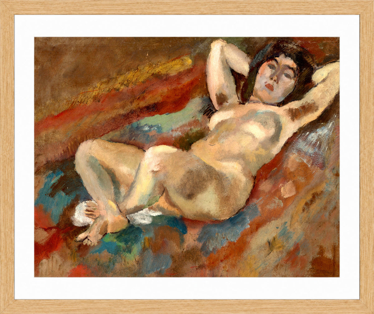 Jules Pascin Print, Nu allongé (1921) in an oak frame