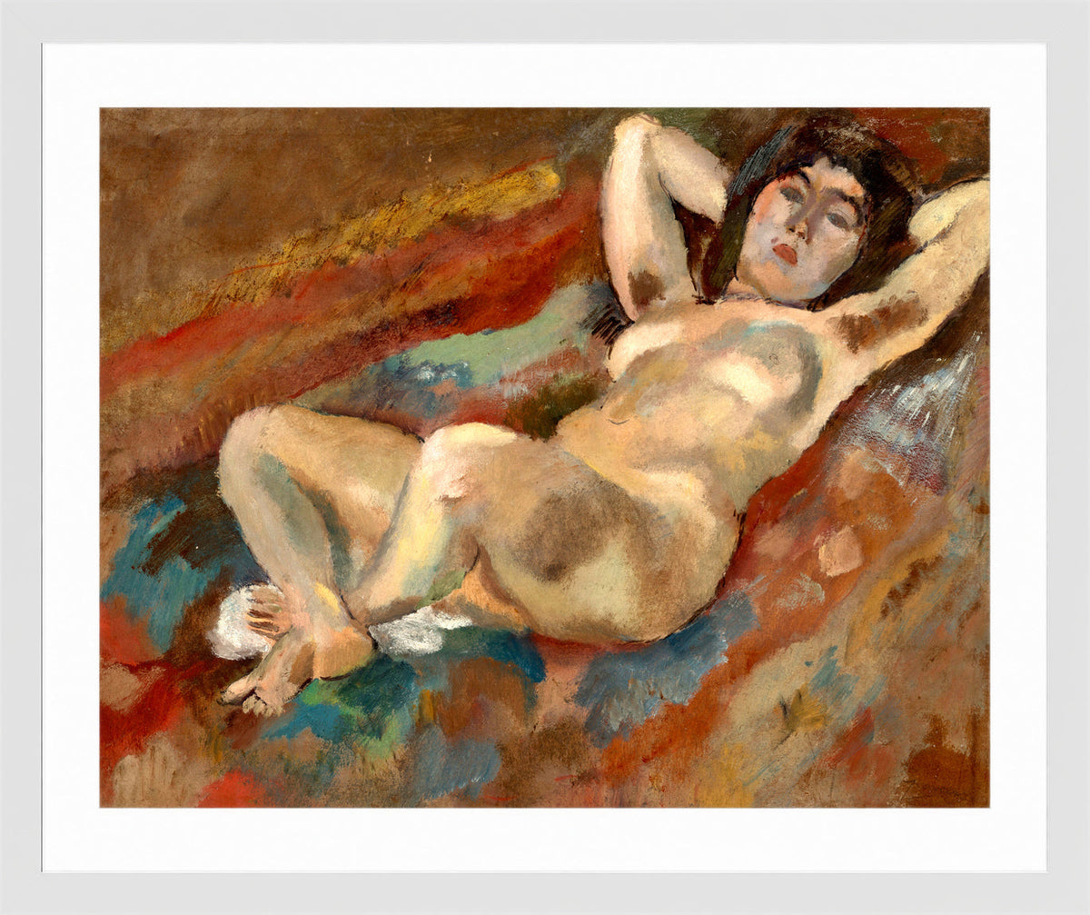 Jules Pascin Print, Nu allongé (1921) in a white frame