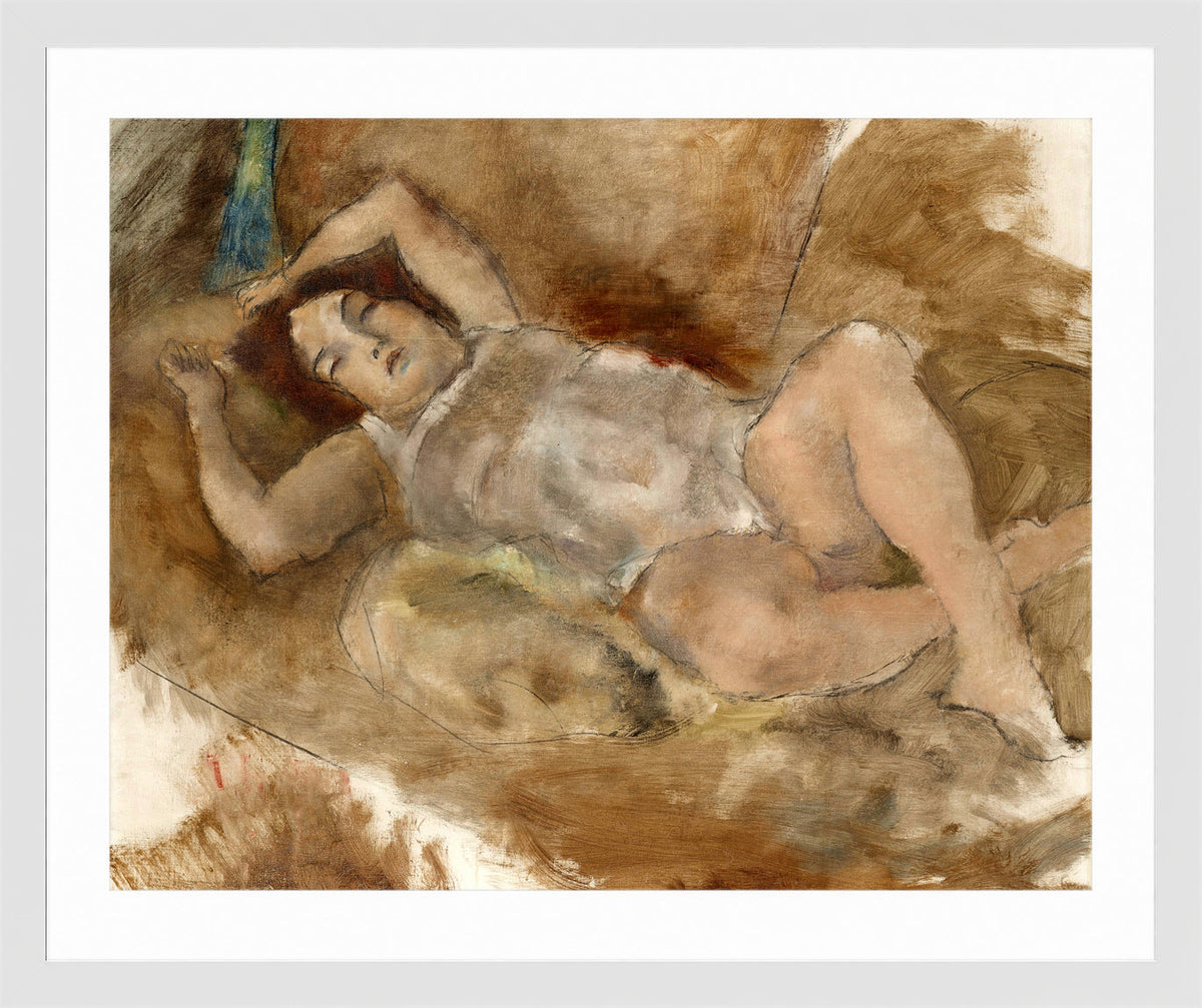 Jules Pascin Print, Nu allongé (1929) in a white frame