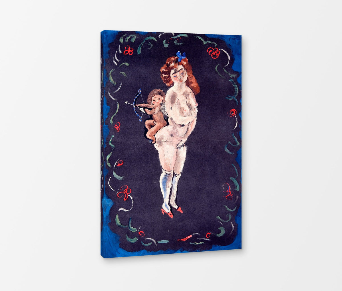 Jules Pascin Print, Nude and Cupid as a ready-to-hang canvas panel