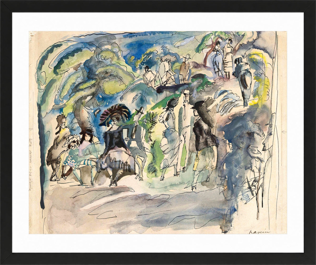 Jules Pascin Print, Parc à la Havanne (1917) in a black frame