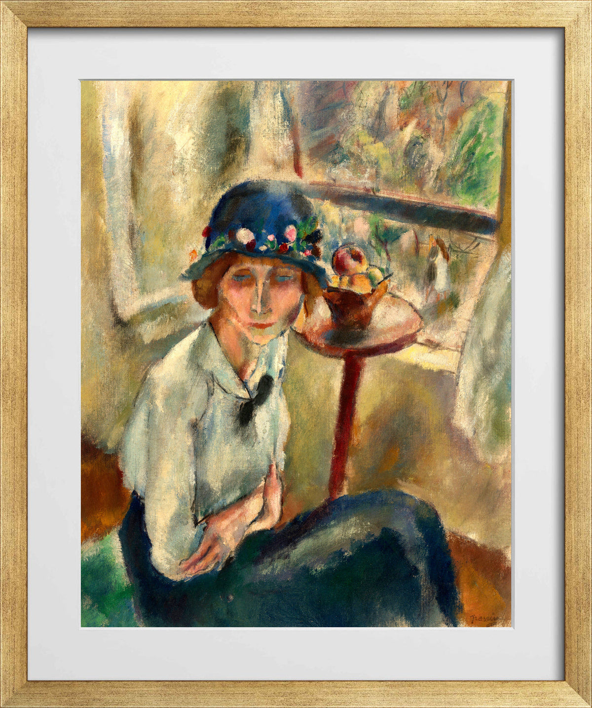 Jules Pascin Print, Portrait d’Hermine David (1916) in a gold frame