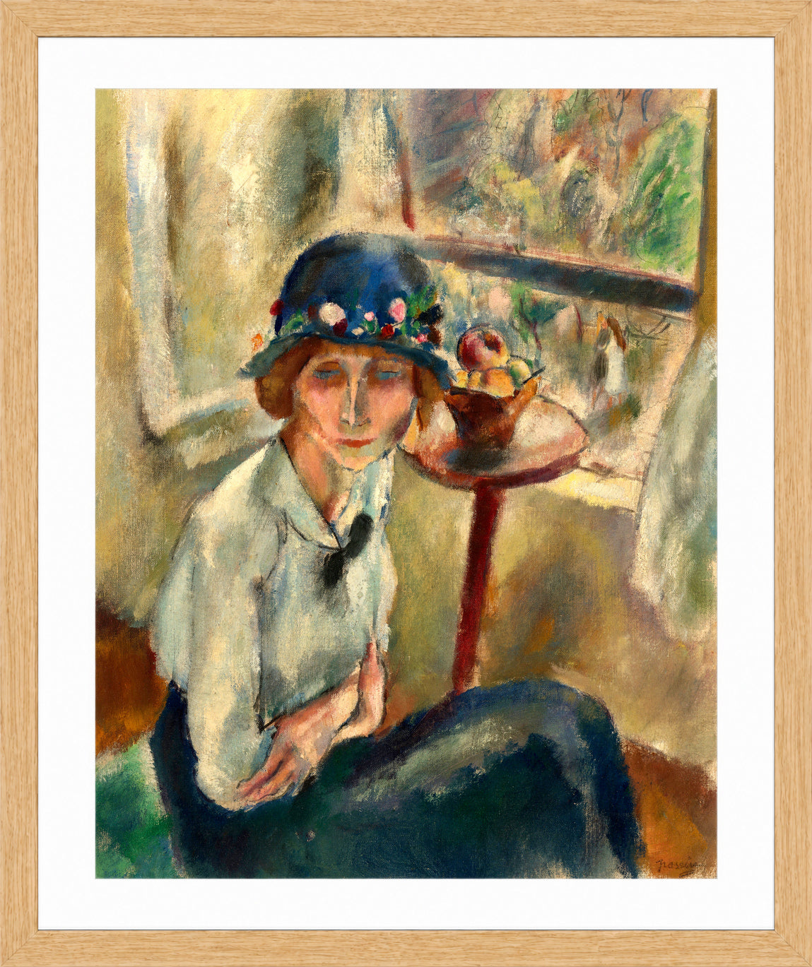 Jules Pascin Print, Portrait d’Hermine David (1916) in an oak frame