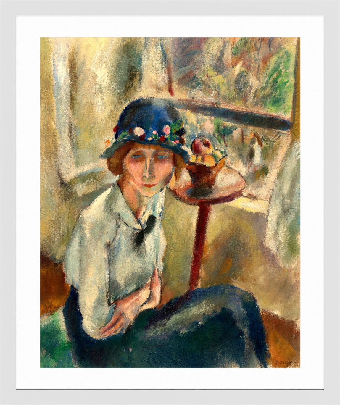 Jules Pascin Print, Portrait d’Hermine David (1916) in a white frame