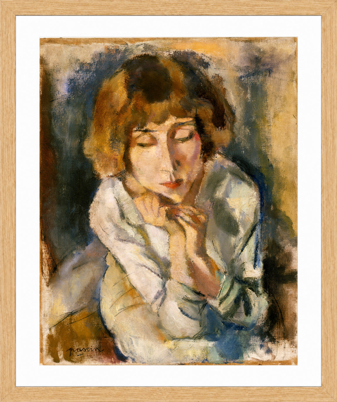 Jules Pascin Print, Portrait of Hermine David (circa 1914-1919) in an oak frame