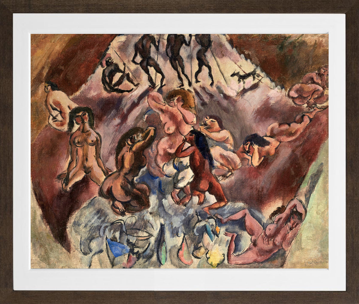 Jules Pascin Print, Réunion infernale (1919) in a brown frame