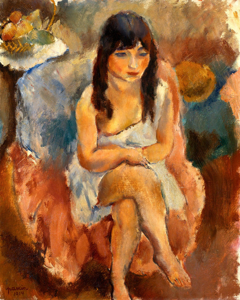 Jules Pascin Print, Seated Figure (Jeune fille assise) (1914) as an unframed print