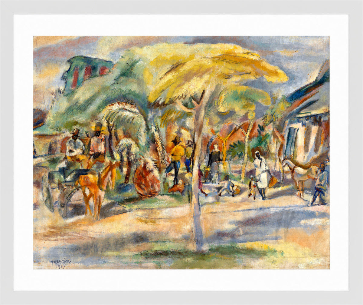 Jules Pascin Print, Southern Landscape (1917) in a white frame