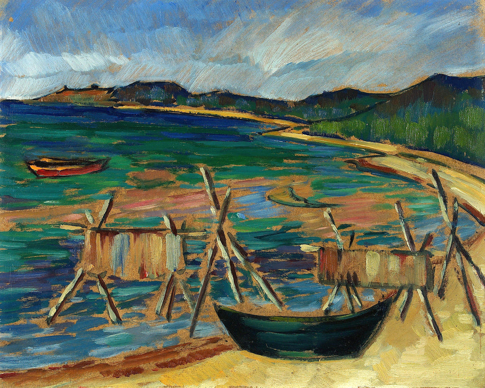 Sea Bay with Boats by Konrad Mägi — unframed