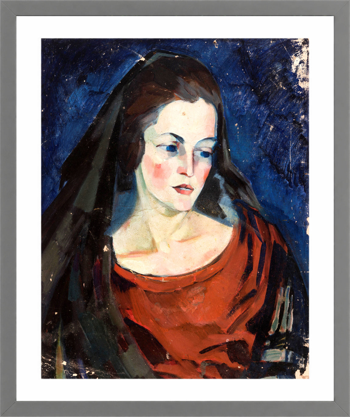 Portrait of a Woman (1923–1924) by Konrad Mägi — light grey frame