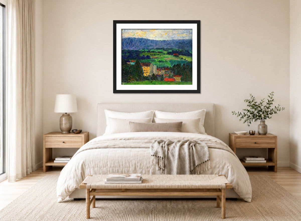 Norwegian Landscape — Village (1908–1910) by Konrad Mägi — bedroom