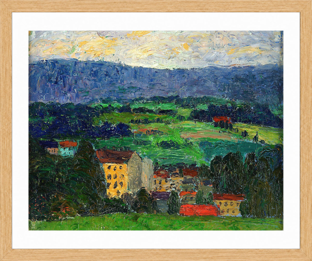Norwegian Landscape — Village (1908–1910) by Konrad Mägi — oak frame