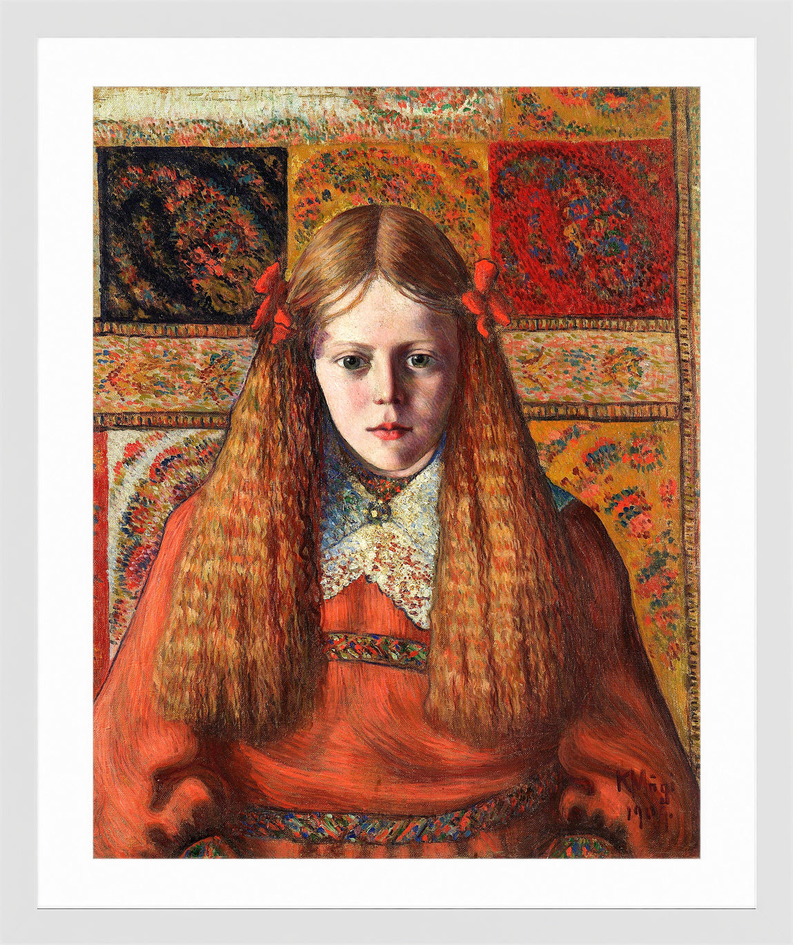 Portrait of a Norwegian Girl (1909) by Konrad Mägi — white frame