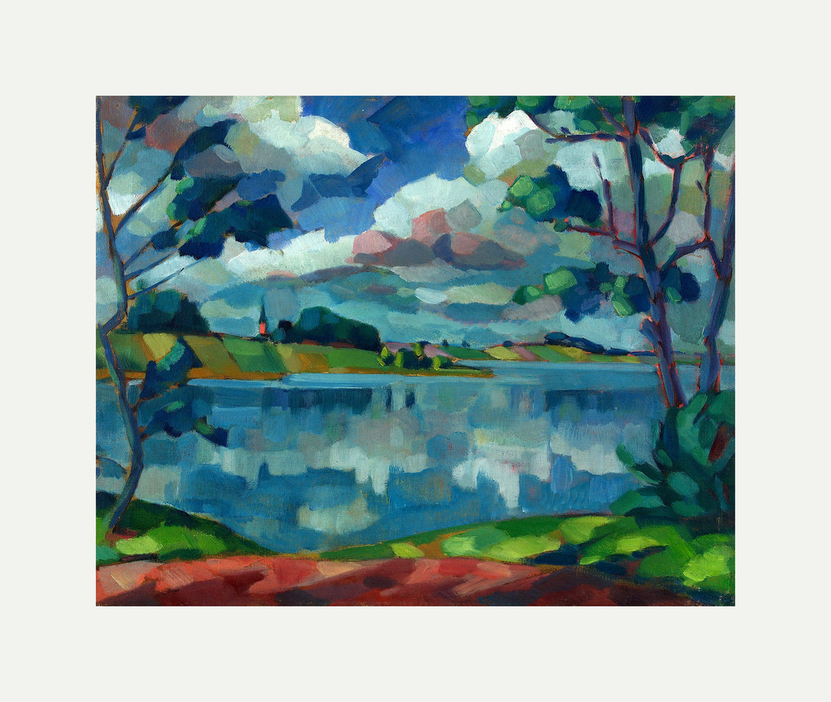 Lake Saadjärv — Äksi Church (1923–1924) by Konrad Mägi — rolled canvas