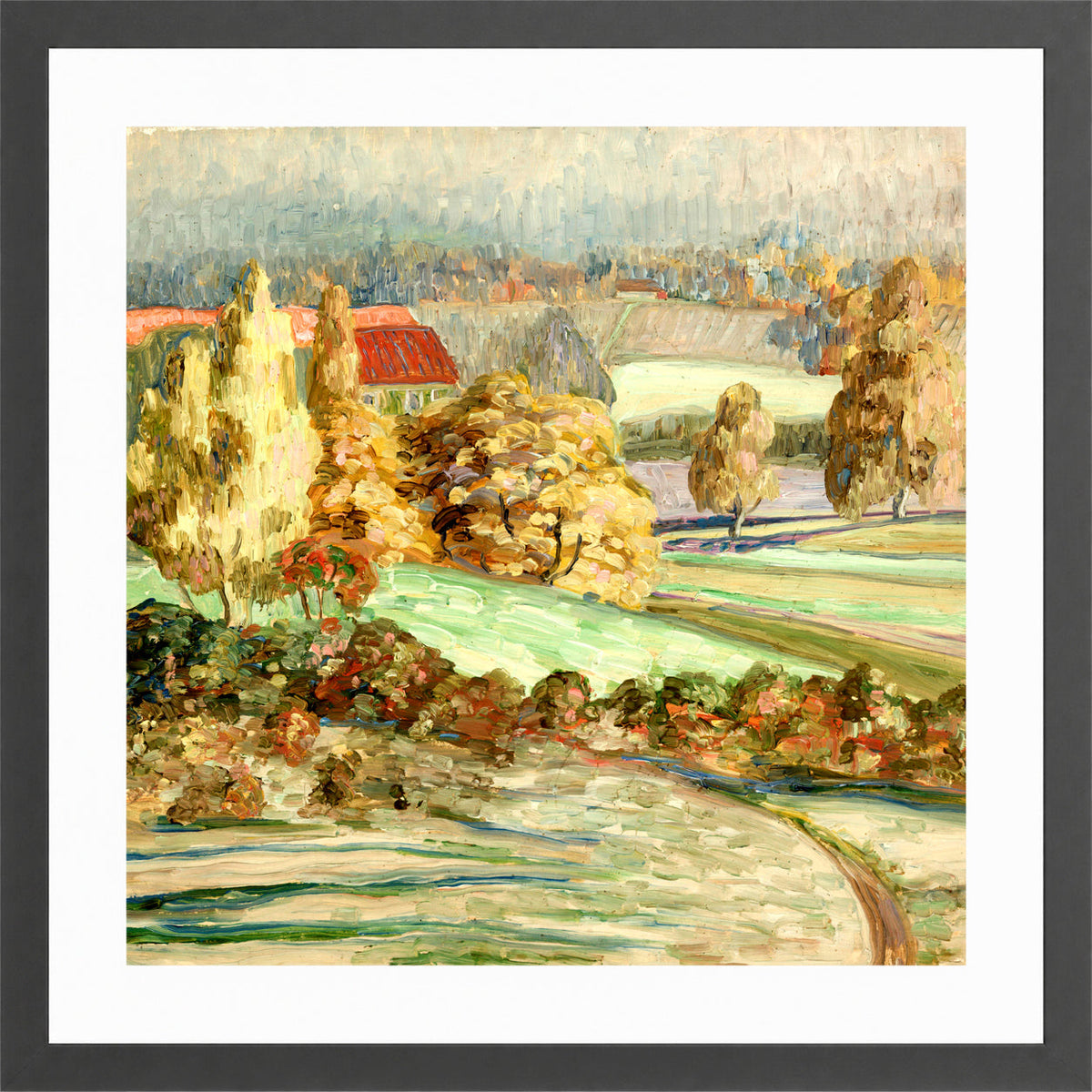 Autumn Landscape (1908–1910) by Konrad Mägi — dark grey frame