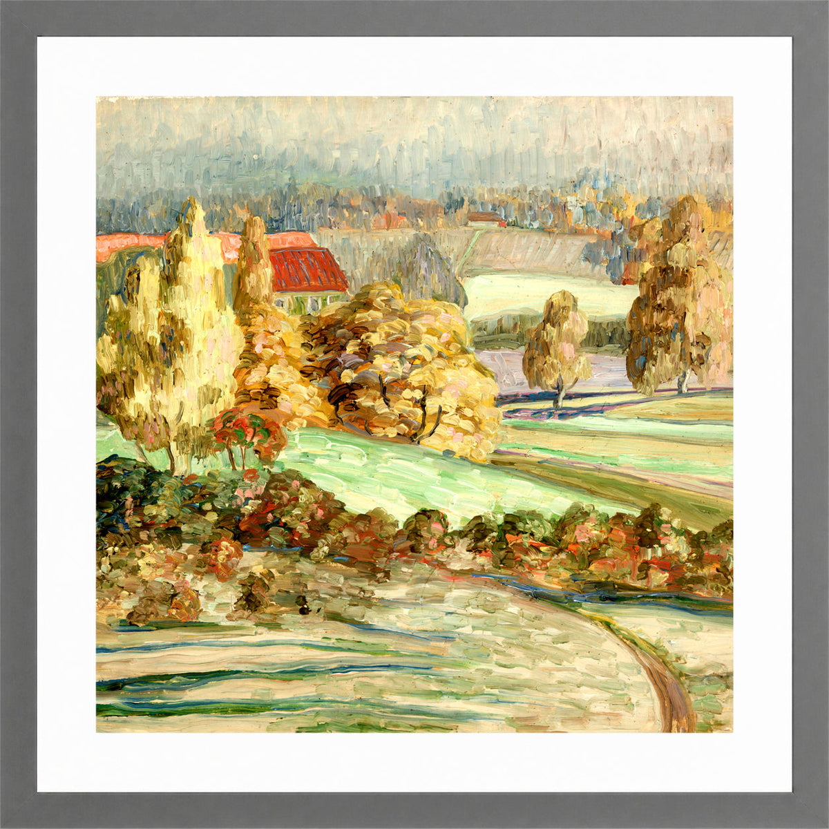 Autumn Landscape (1908–1910) by Konrad Mägi — light grey frame