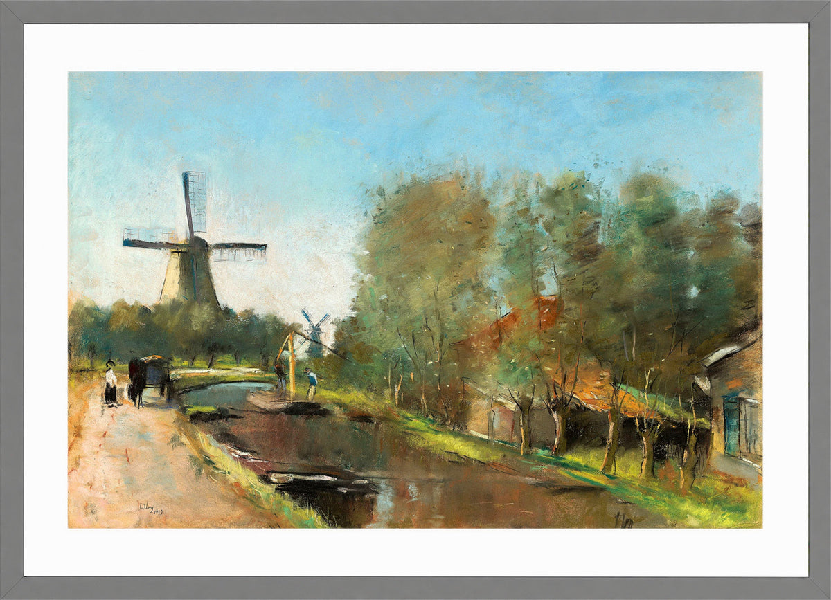 By the Canal, Holland (1913) by Lesser Ury — light grey frame