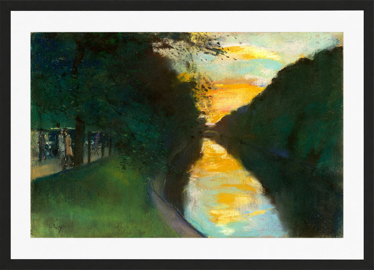 By the Landwehr Canal, Berlin (1920s) by Lesser Ury — black frame