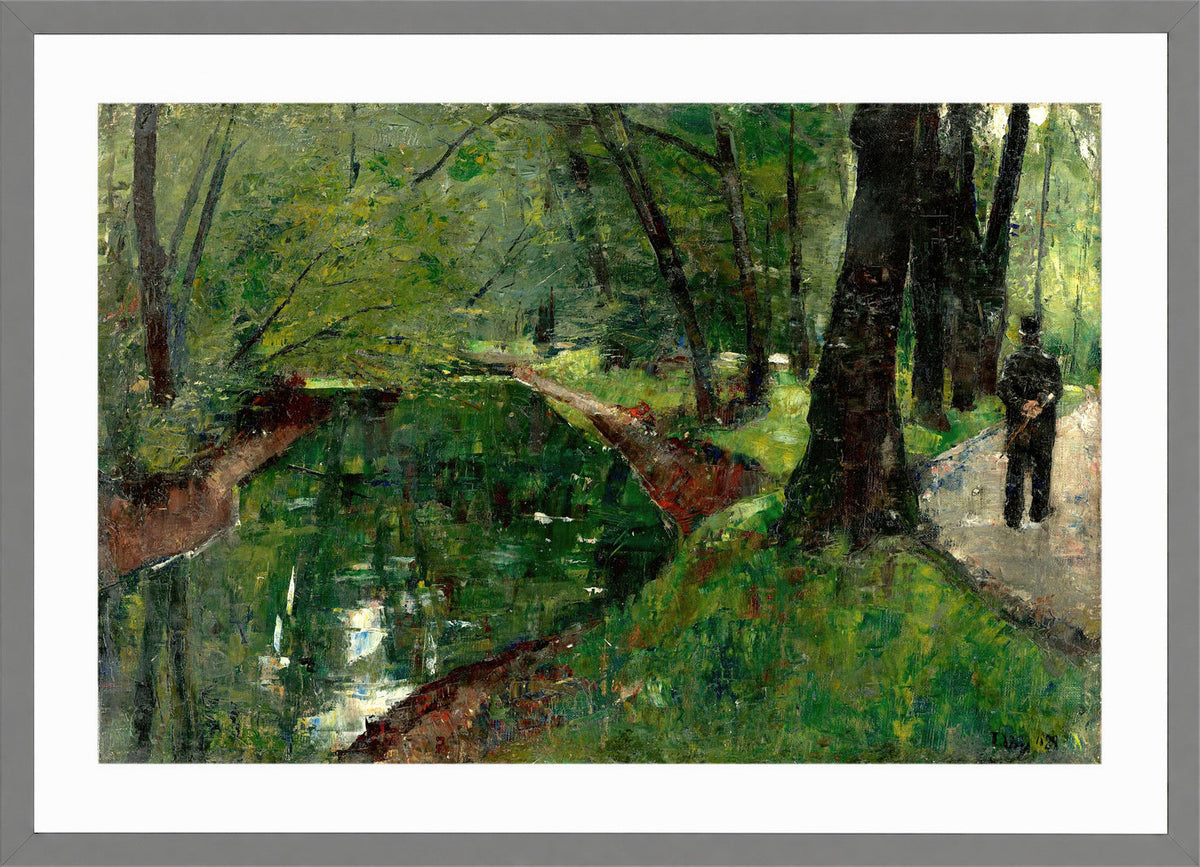 At the Neuer See, Berlin Tiergarten (1889) by Lesser Ury — light grey frame