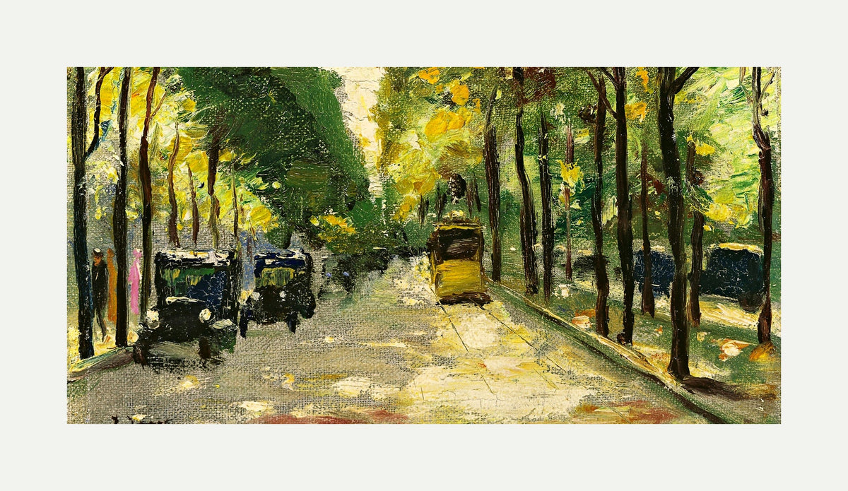 Berlin Street in Sunshine (1920s) by Lesser Ury — rolled canvas