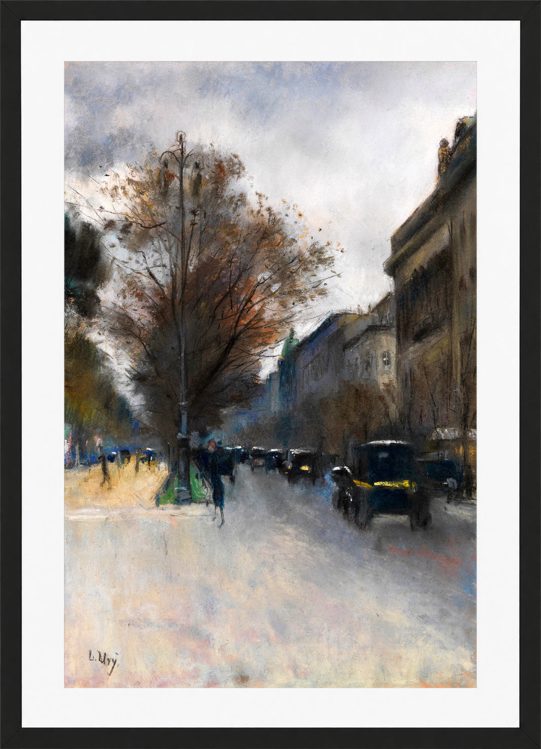 Berlin Street in Autumn, Hotel Adlon (1920) by Lesser Ury — black frame