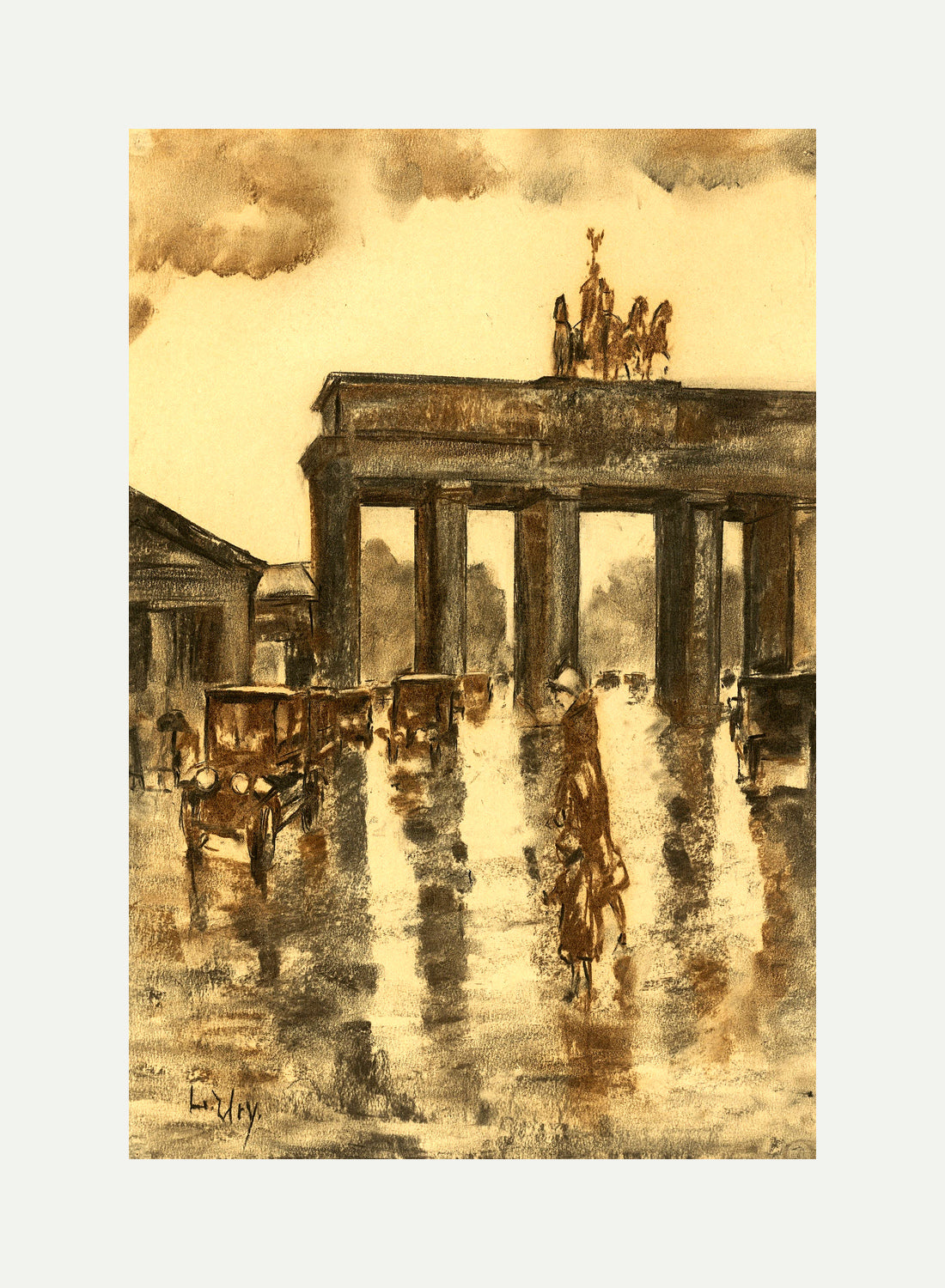 View of the Brandenburg Gate (c. 1925) by Lesser Ury — rolled canvas