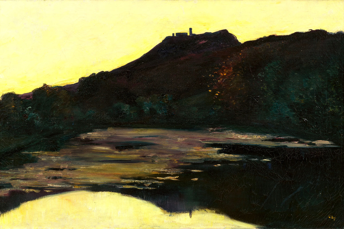 Castle by the River, Saaleck at Evening (1904) by Lesser Ury — unframed