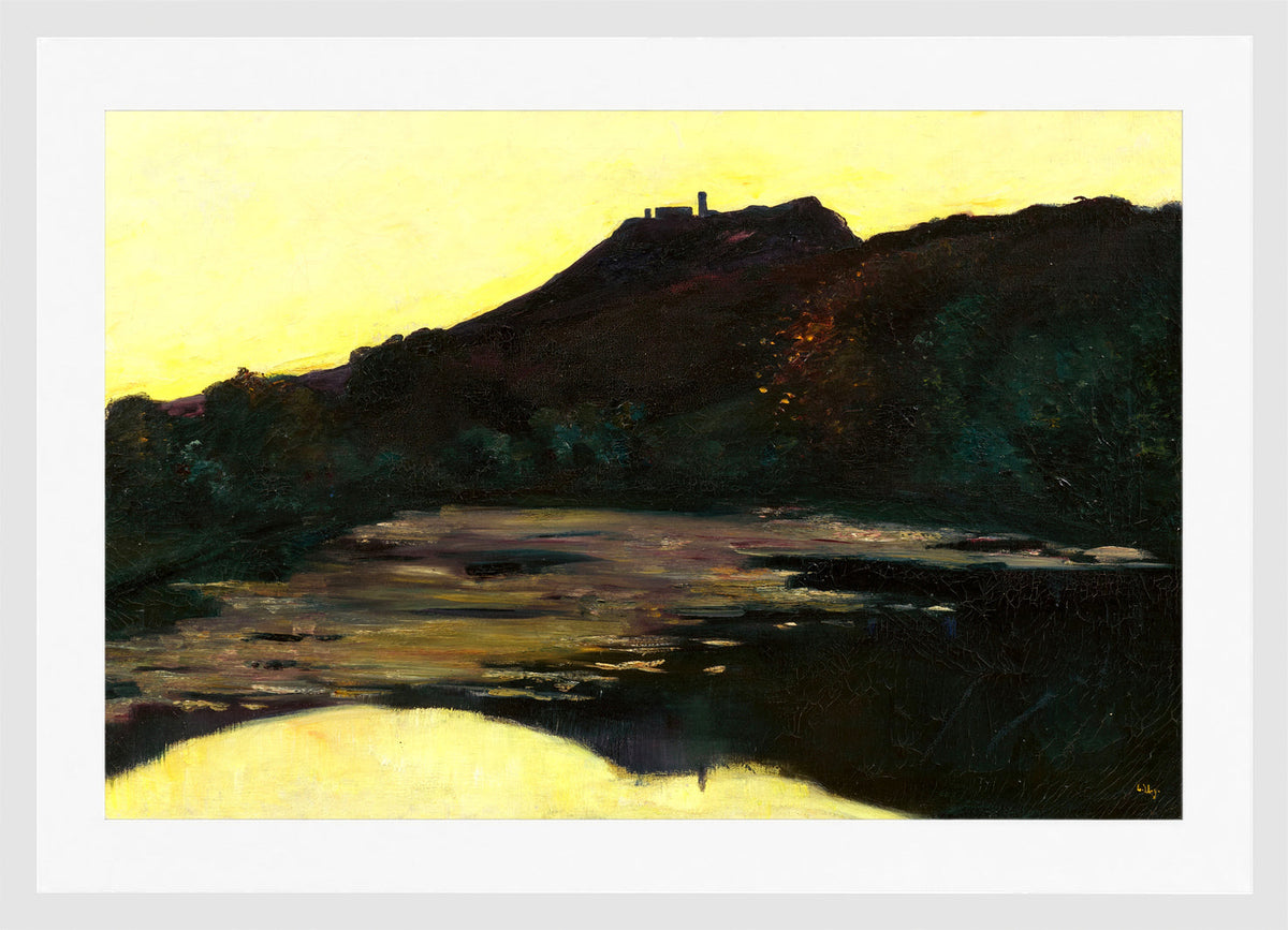 Castle by the River, Saaleck at Evening (1904) by Lesser Ury — white frame