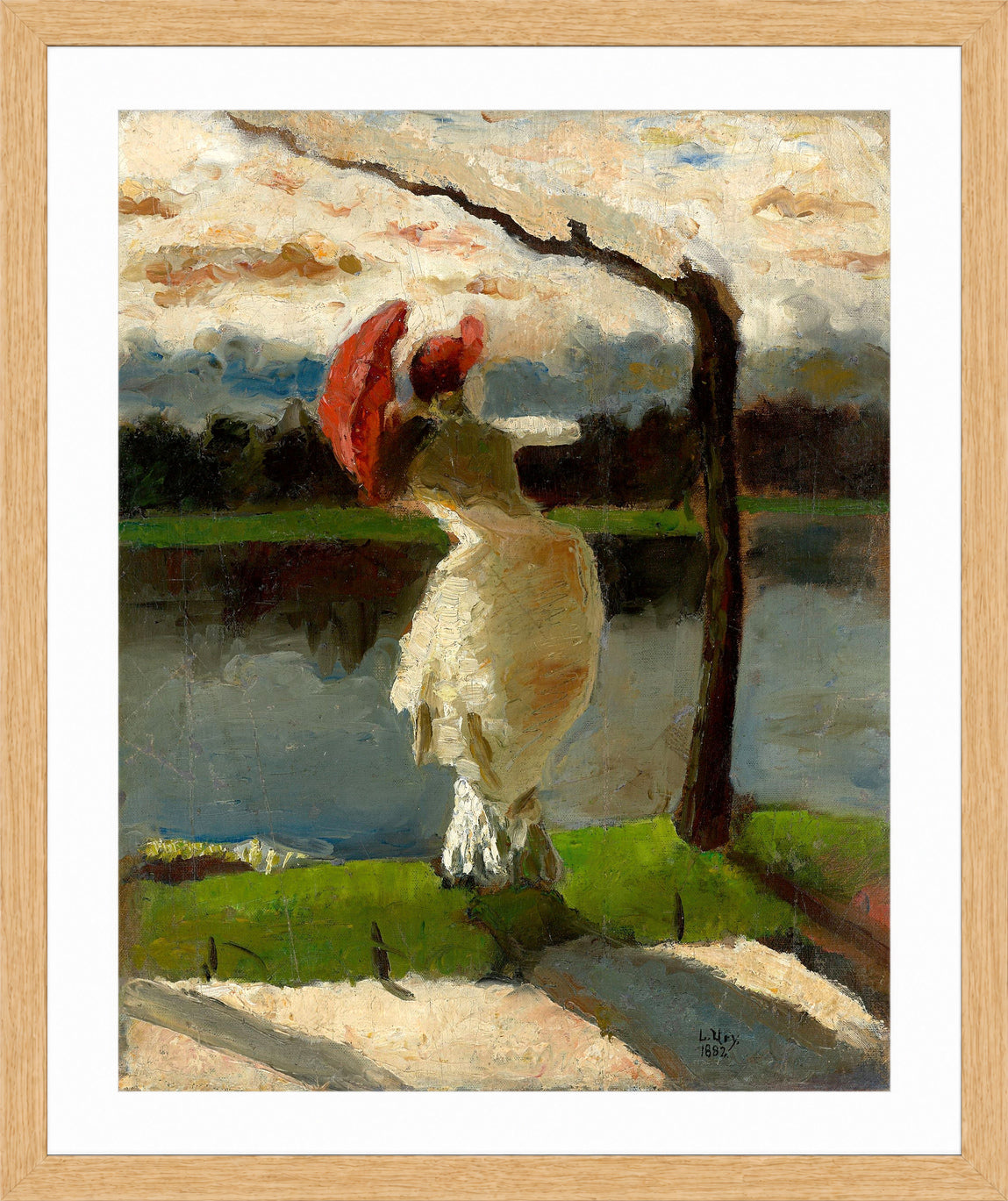 Lady with a Parasol on the Banks of the Loire (1882) by Lesser Ury — oak frame