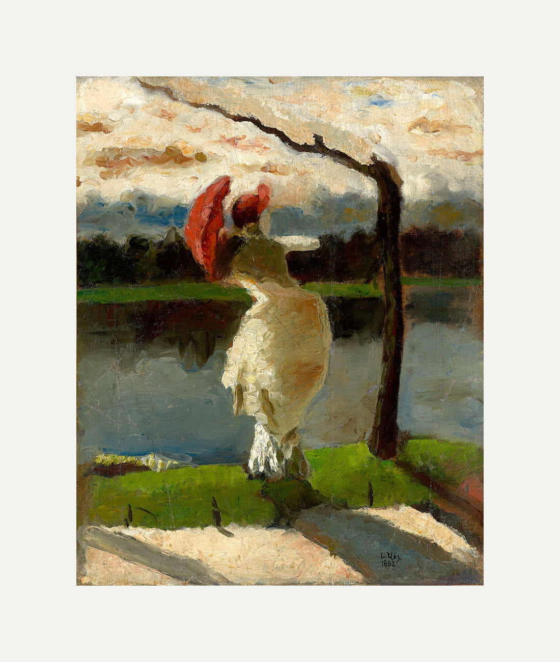 Lady with a Parasol on the Banks of the Loire (1882) by Lesser Ury — rolled canvas