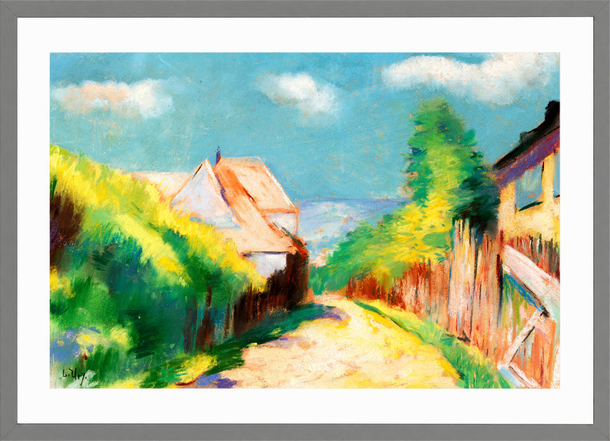 Village Street (1910) by Lesser Ury — light grey frame