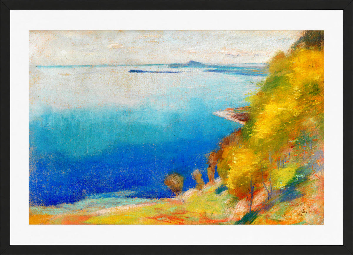 Lake Garda at Gardone (1900) by Lesser Ury — black frame