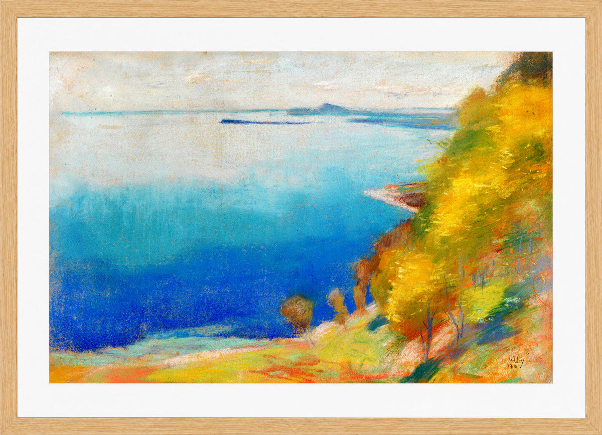Lake Garda at Gardone (1900) by Lesser Ury — oak frame