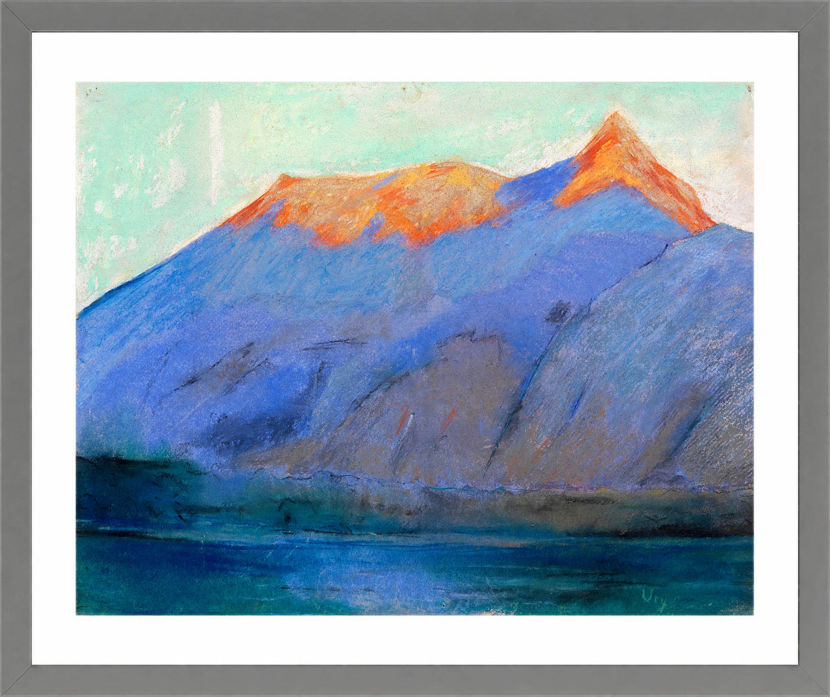 Lake Garda with a View of Monte Baldo (1890) by Lesser Ury — light grey frame